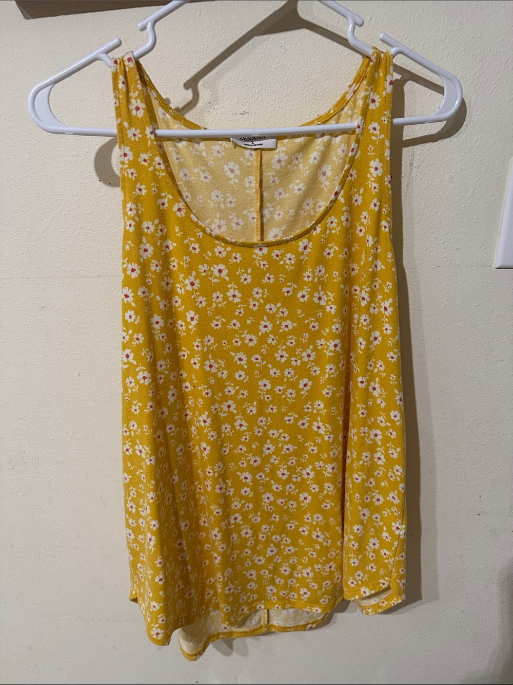 Zenana Outfitters Yellow Floral Scoop Tank Boho Spring Style